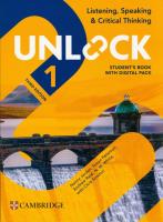 Unlock Level 1 Listening, Speaking and Critical Thinking Student's Book with Digital Pack. Autor: Jordan Nancy, Peterson Susan, Reid Andrew, White N.M., Sowton Chris. SmakLiter.pl Okładka książki Unlock Level 1 Listening, Speaking and Critical Thinking Student's Book with Digital Pack