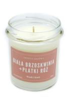 Wosk i Knot Świeca sojowa biała brzoskwinia i płatki róż 300ml. Producent: Wosk i Knot. SmakLiter.pl Zdjęcie produktu Wosk i Knot Świeca sojowa biała brzoskwinia i płatki róż 300ml