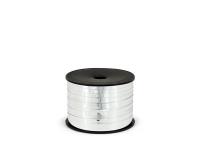 Opakowanie Wstążka plastikowa metalizowana srebrna 5mm/90m