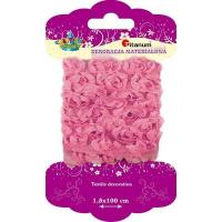 Opakowanie Wstążka tiulowa kwiatuszki jasnoróżowe