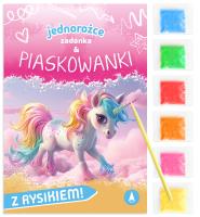 Zadanka & piaskowanki. Jednorożce. Autor: Wioleta Żyłowska. SmakLiter.pl Okładka książki Zadanka & piaskowanki. Jednorożce