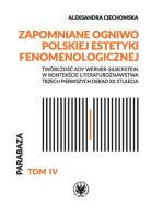 Okładka książki Zapomniane ogniwo polskiej estetyki fenomenologicznej. Twórczość Ady Werner-Silberstein w kontekście