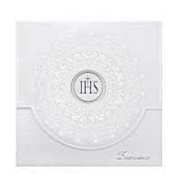 Opakowanie Zaproszenia komunijne z ornamentem biały 10szt