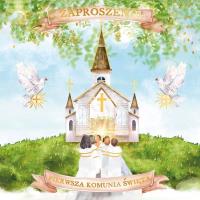 Opakowanie Zaproszenie KW - Komunia kościółek z dziećmi 5szt