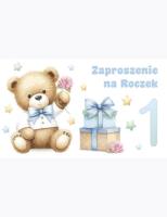Opakowanie Zaproszenie Z 160x95 Urodziny Roczek zest. 60086 Dziecięce - Baby, Chłopiec, Dziecięce, Misie, Roczek, Urodziny