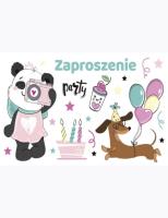 Opakowanie Zaproszenie Z 160x95 zest. 62128 Dziecięce - Balony, Dziewczynka, Grafika, Pandy, Psy, Torty, Urodziny