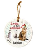 Opakowanie Zawieszka ceramiczna Boże Narodzenie kot szary