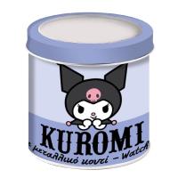 Zegarek analogowy w puszce Kuromi. Wydawca: Diakakis. SmakLiter.pl Opakowanie Zegarek analogowy w puszce Kuromi