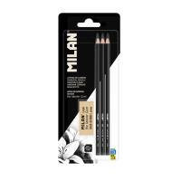 Opakowanie Zestaw 3 ołówków węglowych + gumka