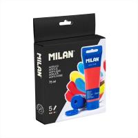 Opakowanie Zestaw 5 farb akrylowych 75ml mix kolorów MILAN