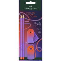 Opakowanie Zestaw Grip Flow Edition Faber-Castell 2 ołówki + gumka + temperówka melon blister