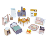 Zestaw mebelków drewniany do domku. Wydawca: Tender Leaf Toys. SmakLiter.pl Opakowanie Zestaw mebelków drewniany do domku