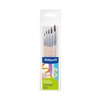 Zestaw pędzli S23 2/6/8/10/12 okrągłe. Wydawca: Pelikan. SmakLiter.pl Opakowanie Zestaw pędzli S23 2/6/8/10/12 okrągłe