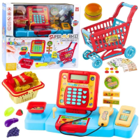 Zestaw sklepowy kasa + koszyk z dźwiękiem. Wydawca: Leantoys. SmakLiter.pl Opakowanie Zestaw sklepowy kasa + koszyk z dźwiękiem