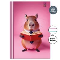 Zeszyt A4 32 kartki w 3 linie kolor 90g Kapibara różowa. Wydawca: EV-Corp. SmakLiter.pl Opakowanie Zeszyt A4 32 kartki w 3 linie kolor 90g Kapibara różowa