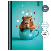 Zeszyt A4 32 kartki w kratkę 90g Kapibara morska. Wydawca: EV-Corp. SmakLiter.pl Opakowanie Zeszyt A4 32 kartki w kratkę 90g Kapibara morska