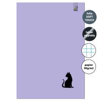 Zeszyt A4 32 kartki w kratkę 90g Kot fioletowy. Wydawca: EV-Corp. SmakLiter.pl Opakowanie Zeszyt A4 32 kartki w kratkę 90g Kot fioletowy