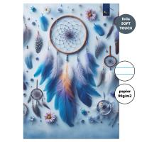 Zeszyt A4 32 kartki w linie 90g Łapacze snów blue. Wydawca: EV-Corp. SmakLiter.pl Opakowanie Zeszyt A4 32 kartki w linie 90g Łapacze snów blue