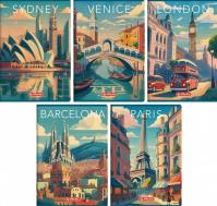 Zeszyt A4/80K kratka z margines Retro City (5szt). Wydawca: HERLITZ. SmakLiter.pl Opakowanie Zeszyt A4/80K kratka z margines Retro City (5szt)